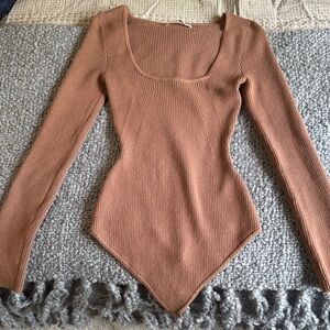 Abercrombie & Fitch Brown Ribbed Scoop Neck Sweater